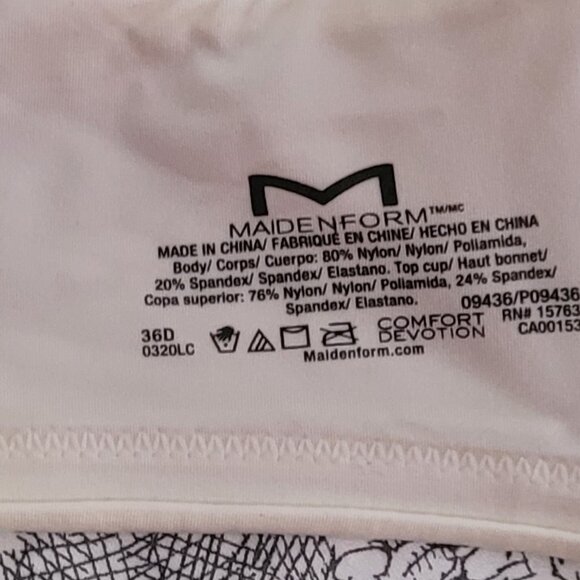 Maidenform White Padded Underwire T-Shirt Bra w/Convertible Straps 36D NWT - Picture 6 of 6